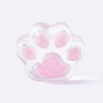 Clear Pink Glitter Cat Paw